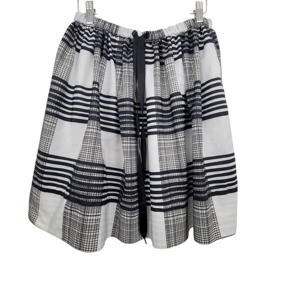 Jo Fresh Black And White Checkered Elastic Waist Drawstring Skirt M - Picture 1 of 6